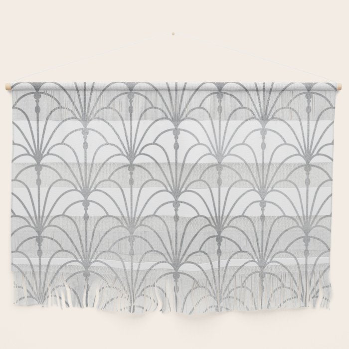 Art Nouveau White & Silver Grey Pattern Wall Hanging Gallery Image 1
