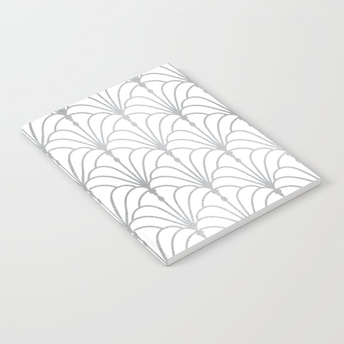 Art Nouveau White & Silver Grey Pattern Notebook Gallery Image 2