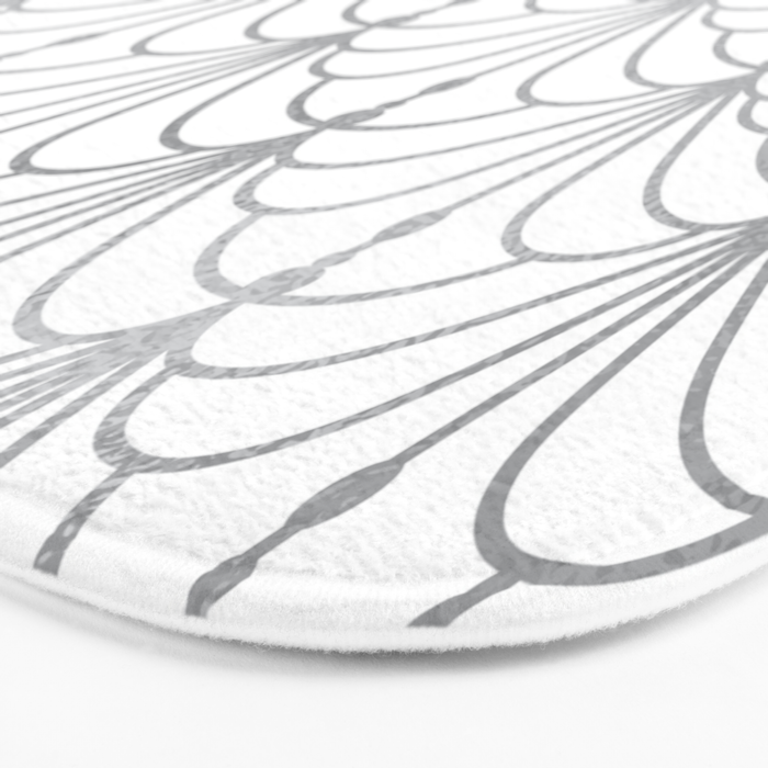 Art Nouveau White & Silver Grey Pattern Bath Mat Gallery Image 3