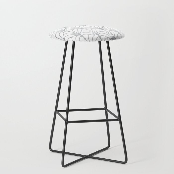 Art Nouveau White & Silver Grey Pattern Stool Gallery Image 1