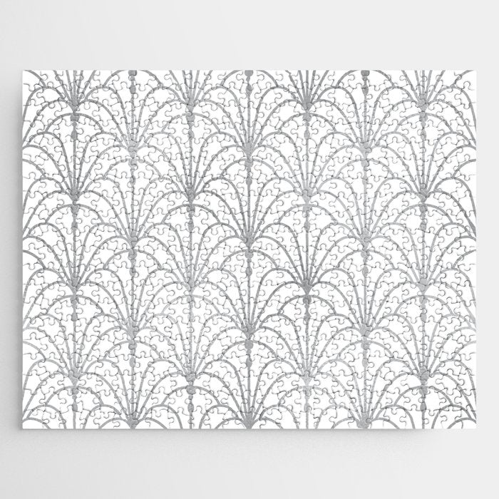 Art Nouveau White & Silver Grey Pattern Jigsaw Puzzle Gallery Image 1
