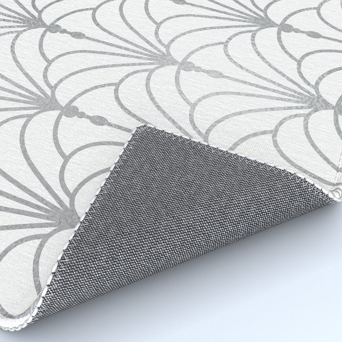 Art Nouveau White & Silver Grey Pattern Rug Gallery Image 4