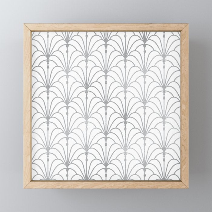 Art Nouveau White & Silver Grey Pattern Mini Art Print Gallery Image 1
