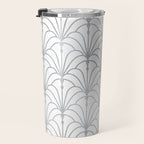 Art Nouveau White & Silver Grey Pattern Travel Mug Gallery Image 3