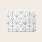 Art Nouveau White & Silver Grey Pattern Bath Mat Gallery Image 1