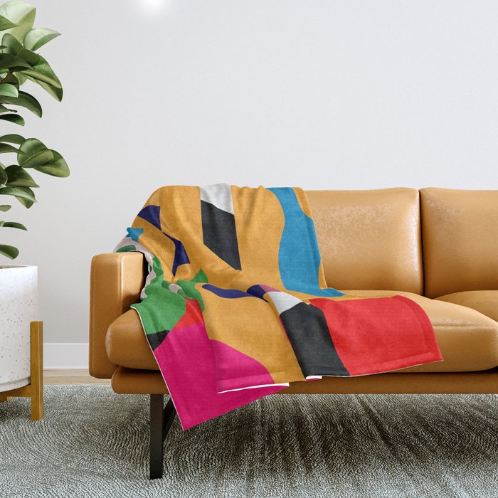 Bold and vibrant abstract shapes Throw Blanket Gallery Image 1
