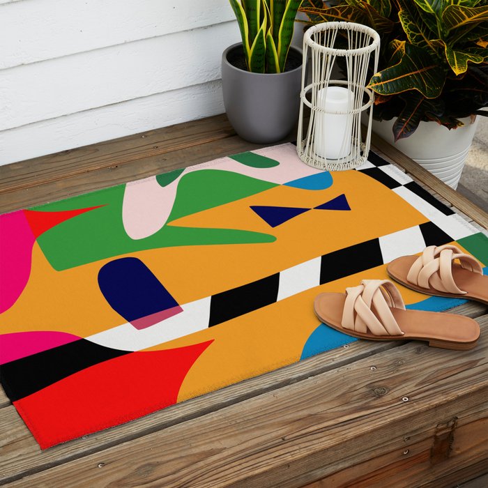 Bold and vibrant abstract shapes Outdoor Rug Gallery Image 2