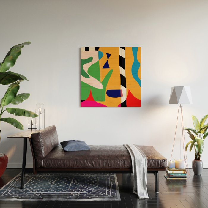 Bold and vibrant abstract shapes Wood Wall Art Gallery Image 2