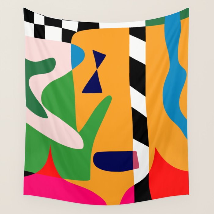 Bold and vibrant abstract shapes Wall Tapestry Gallery Image 4