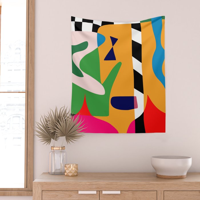 Bold and vibrant abstract shapes Wall Tapestry Gallery Image 2