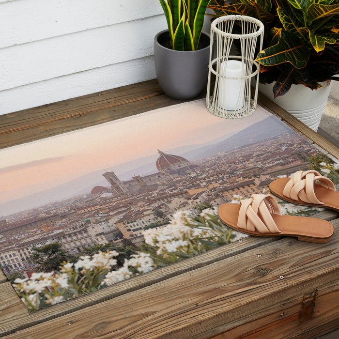 Sunset In Florence, Tuscany Photo | Il Duomo Cathedral In Soft Pastel Colors Art Print | Italy Travel Photography Outdoor Rug Gallery Image 2