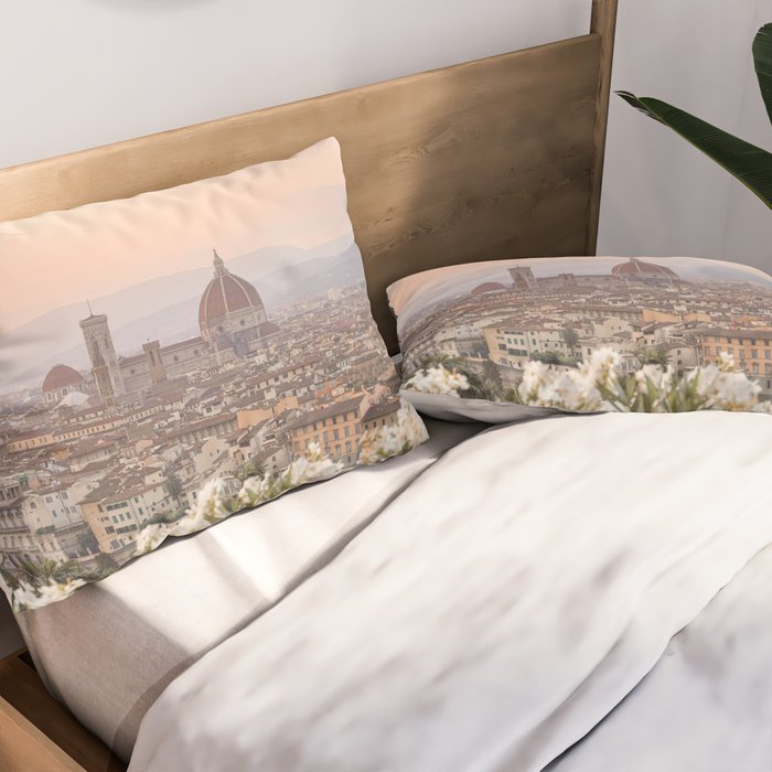 Sunset In Florence, Tuscany Photo | Il Duomo Cathedral In Soft Pastel Colors Art Print | Italy Travel Photography Pillow Sham Gallery Image 2