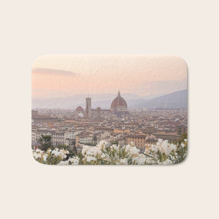 Sunset In Florence, Tuscany Photo | Il Duomo Cathedral In Soft Pastel Colors Art Print | Italy Travel Photography Bath Mat Gallery Image 1