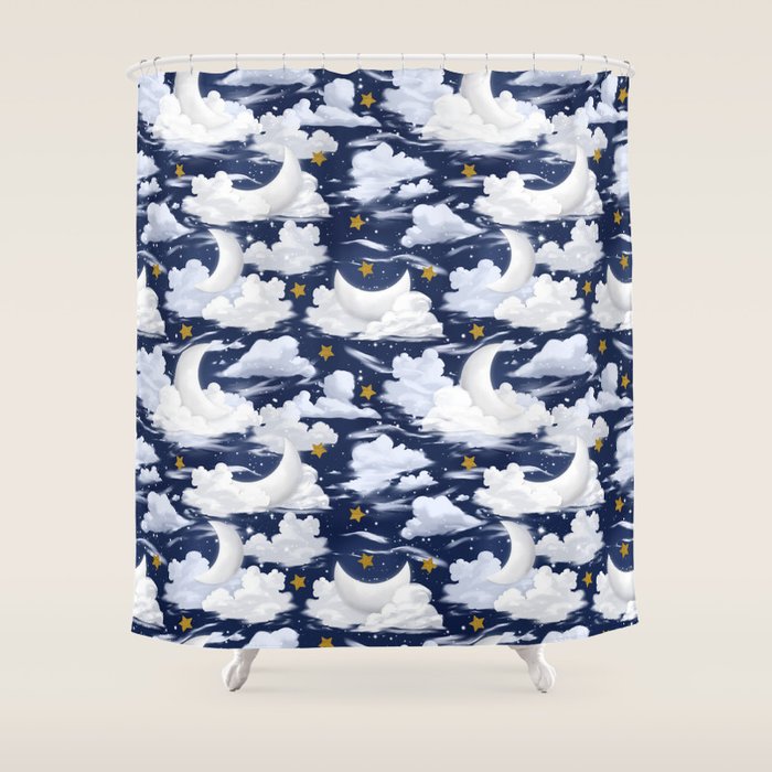 Magical Moon and Stars Shower Curtain Gallery Image 1