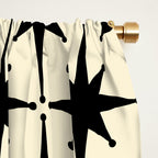 Atomic Age Starbursts - Midcentury Modern Pattern in Black and Retro Cream Window Curtain Gallery Image 2