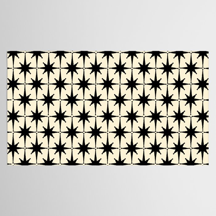 Atomic Age Starbursts - Midcentury Modern Pattern in Black and Retro Cream Tablecloth Gallery Image 2