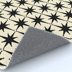 Atomic Age Starbursts - Midcentury Modern Pattern in Black and Retro Cream Rug Gallery Image 4