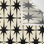 Atomic Age Starbursts - Midcentury Modern Pattern in Black and Retro Cream Wall Tapestry Gallery Image 3