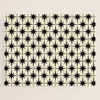 Atomic Age Starbursts - Midcentury Modern Pattern in Black and Retro Cream Jigsaw Puzzle Gallery Image 1