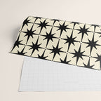 Atomic Age Starbursts - Midcentury Modern Pattern in Black and Retro Cream Wrapping Paper Gallery Image 2
