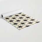 Atomic Age Starbursts - Midcentury Modern Pattern in Black and Retro Cream Yoga Mat Gallery Image 2