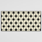 Atomic Age Starbursts - Midcentury Modern Pattern in Black and Retro Cream Desk Mat Gallery Image 3