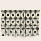 Atomic Age Starbursts - Midcentury Modern Pattern in Black and Retro Cream Wall Hanging Gallery Image 1
