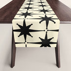 Atomic Age Starbursts - Midcentury Modern Pattern in Black and Retro Cream Table Runner Gallery Image 1