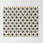 Atomic Age Starbursts - Midcentury Modern Pattern in Black and Retro Cream Throw Blanket Gallery Image 2
