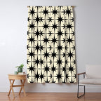 Atomic Age Starbursts - Midcentury Modern Pattern in Black and Retro Cream Window Curtain Gallery Image 5