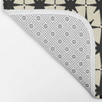 Atomic Age Starbursts - Midcentury Modern Pattern in Black and Retro Cream Bath Mat Gallery Image 2