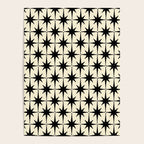 Atomic Age Starbursts - Midcentury Modern Pattern in Black and Retro Cream Poster Gallery Image 4