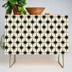 Atomic Age Starbursts - Midcentury Modern Pattern in Black and Retro Cream Credenza Gallery Image 1