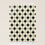 Atomic Age Starbursts - Midcentury Modern Pattern in Black and Retro Cream Stationery Card Gallery Image 2