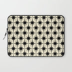Atomic Age Starbursts - Midcentury Modern Pattern in Black and Retro Cream Laptop Sleeve Gallery Image 1