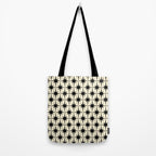Atomic Age Starbursts - Midcentury Modern Pattern in Black and Retro Cream Tote Bag Gallery Image 2