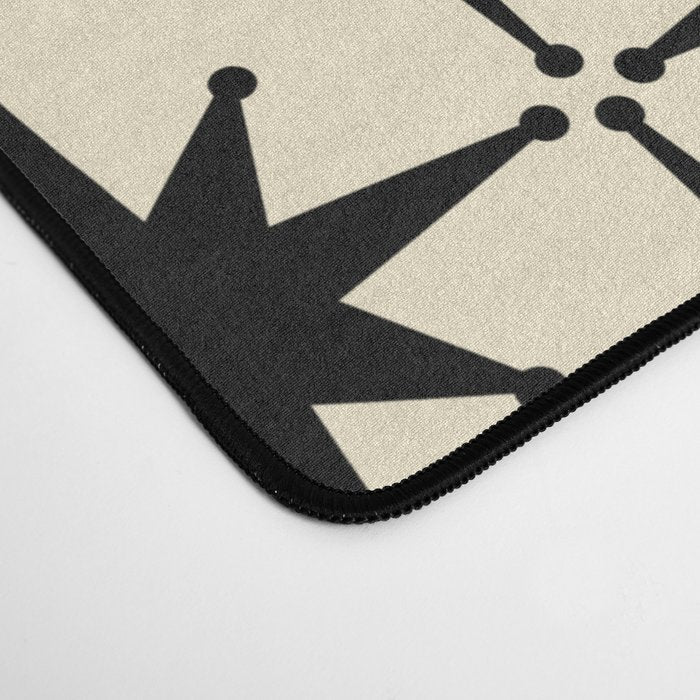 Atomic Age Starbursts - Midcentury Modern Pattern in Black and Retro Cream Desk Mat Gallery Image 4