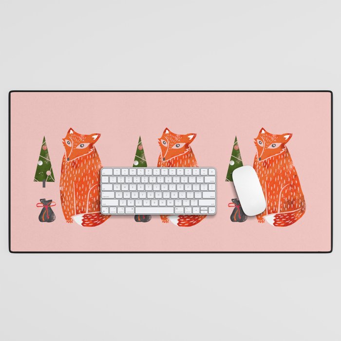 Christmas fox - illustration Desk Mat Gallery Image 1