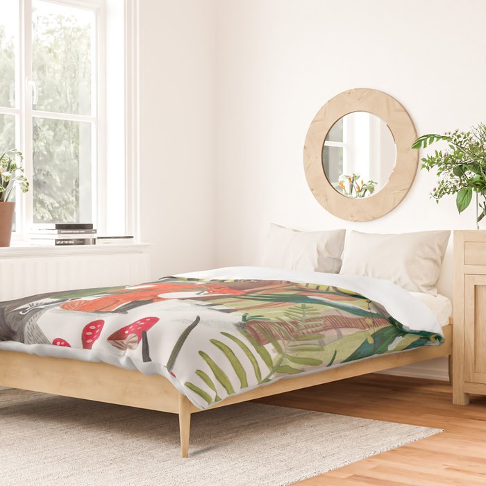 Enchanted forest & woodland animals in the snow Duvet Cover Gallery Image 2