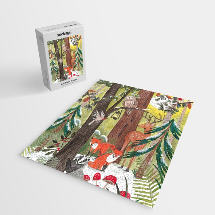 Enchanted forest & woodland animals in the snow Jigsaw Puzzle Gallery Image 2