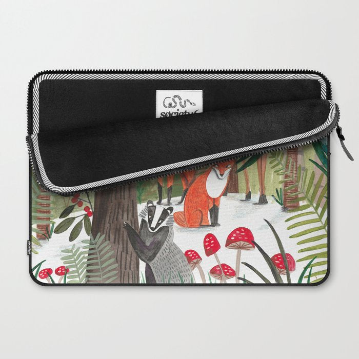 Enchanted forest & woodland animals in the snow Laptop Sleeve Gallery Image 2