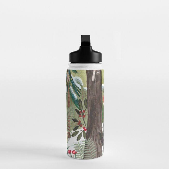 Enchanted forest & woodland animals in the snow Water Bottle Gallery Image 3