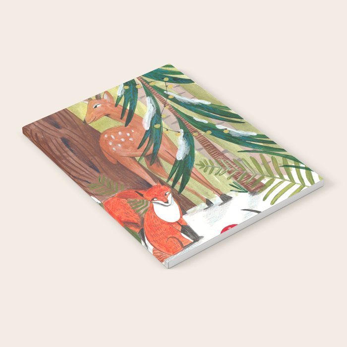 Enchanted forest & woodland animals in the snow Notebook Gallery Image 2