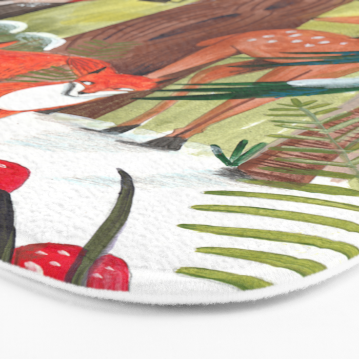 Enchanted forest & woodland animals in the snow Bath Mat Gallery Image 3