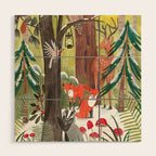 Enchanted forest & woodland animals in the snow Wood Wall Art Gallery Image 1