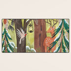 Enchanted forest & woodland animals in the snow Desk Mat Gallery Image 3
