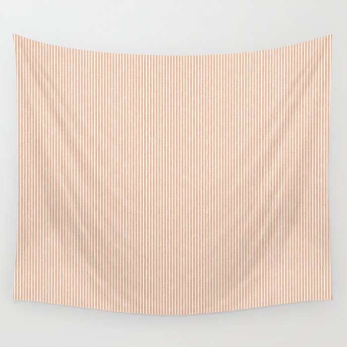 linen textured stripes - peach Wall Tapestry Gallery Image 4