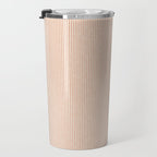 linen textured stripes - peach Travel Mug Gallery Image 3