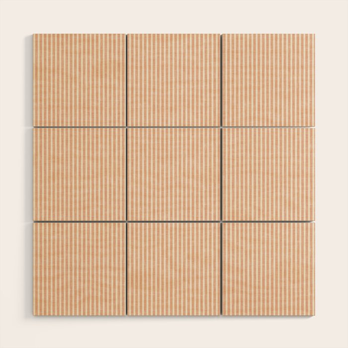 linen textured stripes - peach Wood Wall Art Gallery Image 1