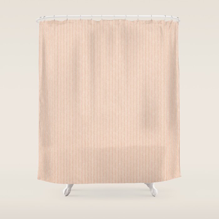 linen textured stripes - peach Shower Curtain Gallery Image 1